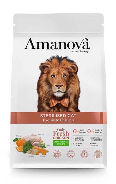 AMANOVA ΞΗΡΑ ΤΡΟΦΗ ΓΑΤΑΣ STERILISED CAT EXQUISITE CHICKEN 1.5KG